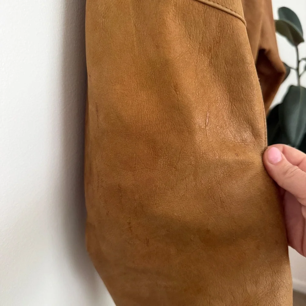 VTG 90s Leather Bomber Jacket L Tan Flight Aviator Rugged Streetwear‎ Gorpcore